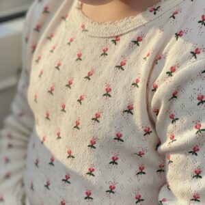 Okker Gokker Tshirt LS Pointelle Fluffy Bell Red